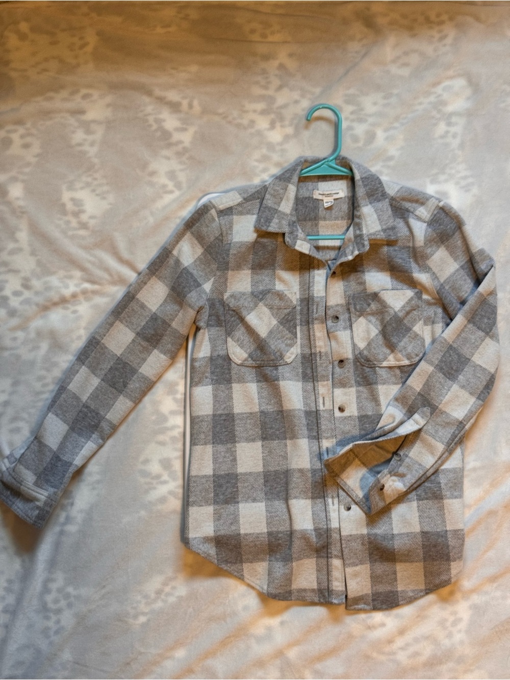 beachlunchlounge Gray and White Plaid Button-Down Shirt